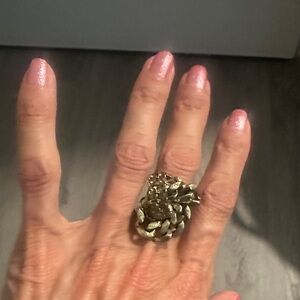 Gold Pinecone Statement Ring size 5 3/4